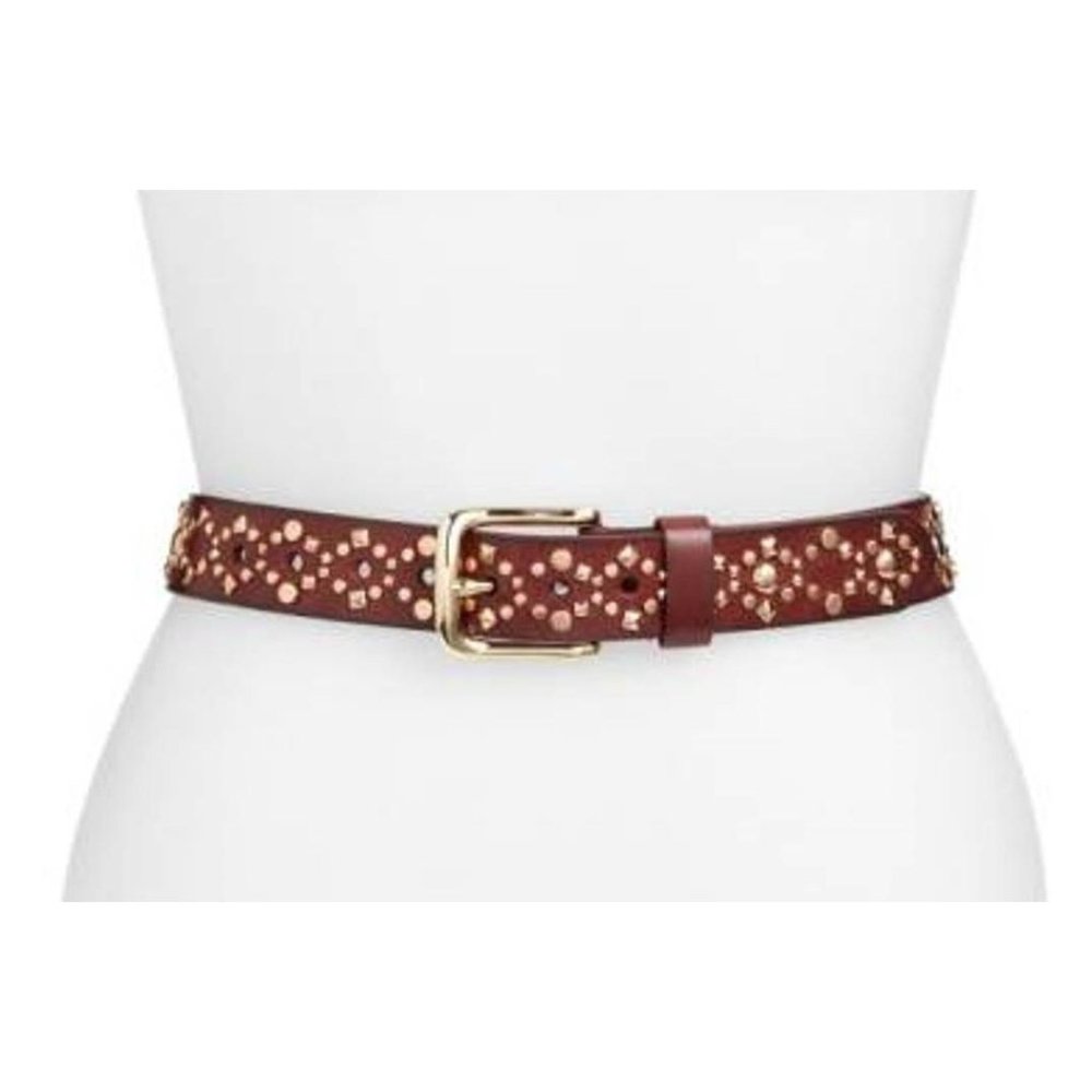 Rebecca Minkoff Mara Studded Calfskin Leather Belt Burgundy Rm100030c ( S )